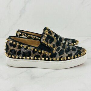 Studded Leopard Print Women's Shoes Loafers Sneakes Size 36